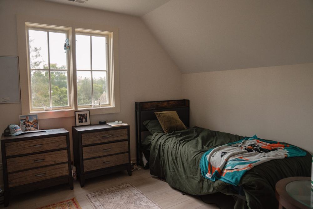 Resident bedroom in a Providence Farm home in Northbrook, Illinois